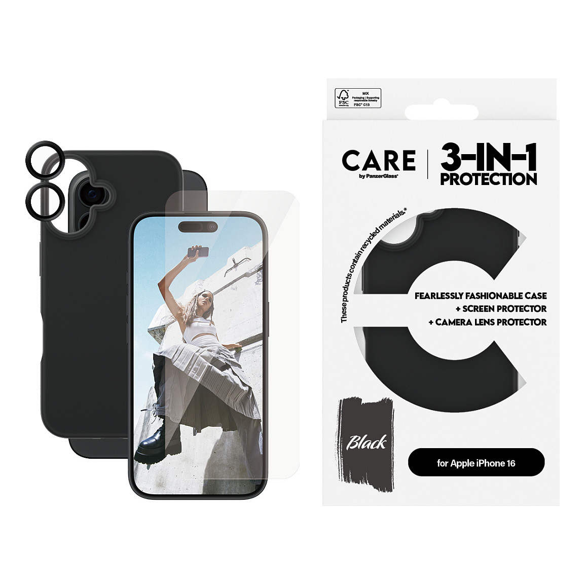 PanzerGlass CAREâ„¢ by ® 3-in-1 Bundle iPhone 16