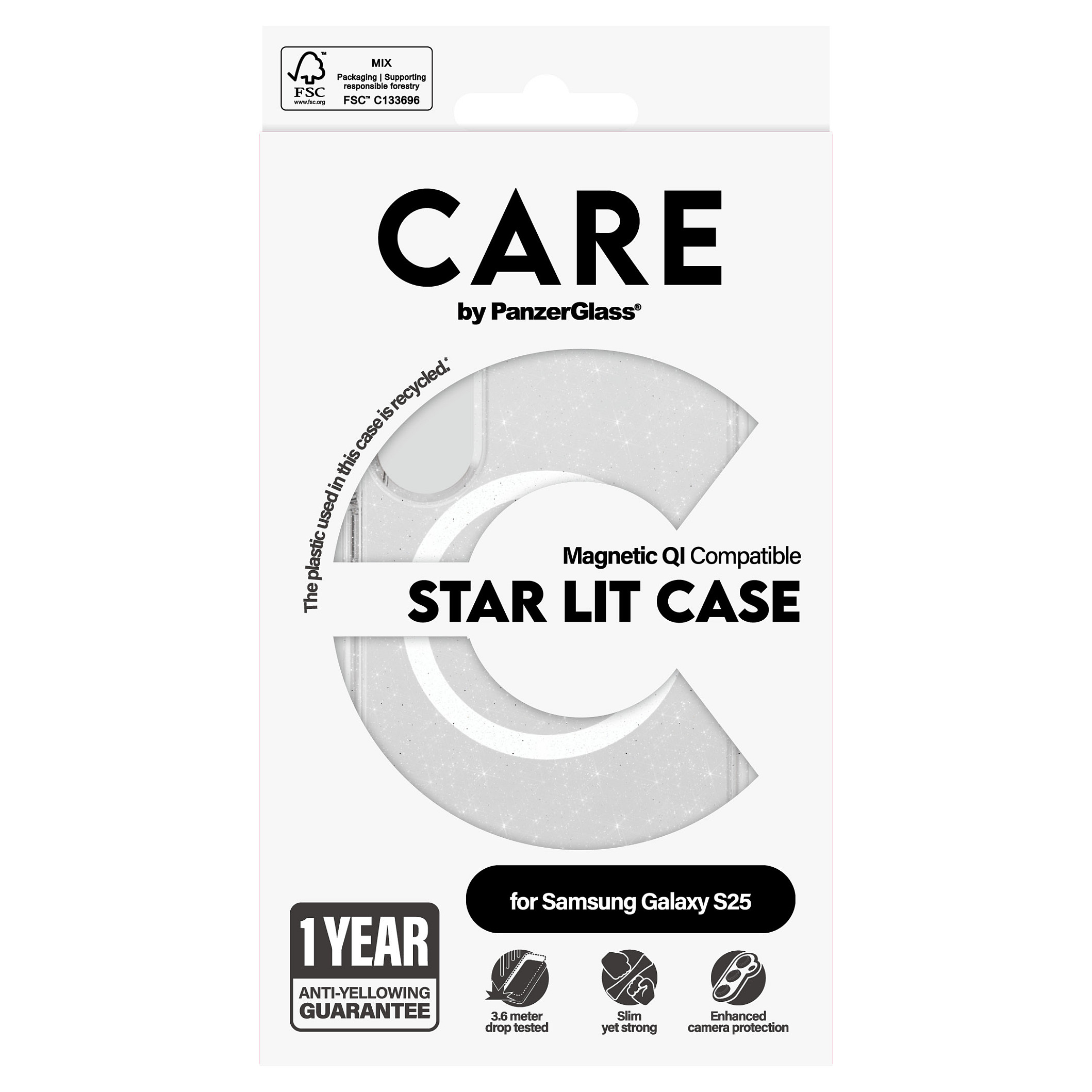 PanzerGlass CARE™ by ® Urban Combat Case Star Lit w. White Qi Compatible Samsung Galaxy S25 mobile phone case