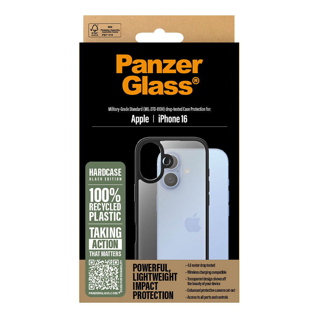 PanzerGlass ® HardCase Transparent iPhone 16 mobile phone case