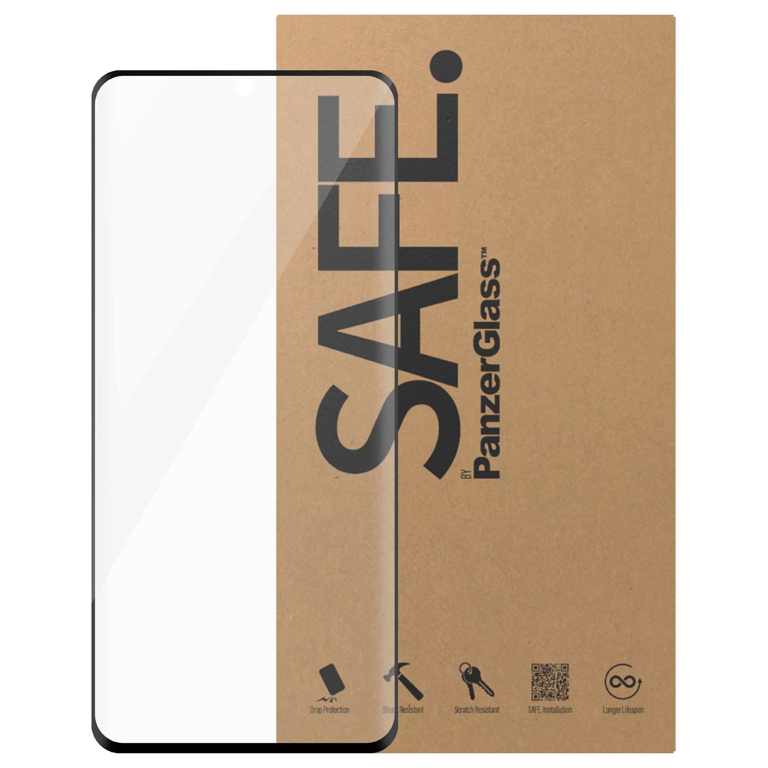 PanzerGlass SAFE. by ® Screen Protector w. Black Frame Samsung Galaxy S20 5G | Ultra-Wide Fit | BULK