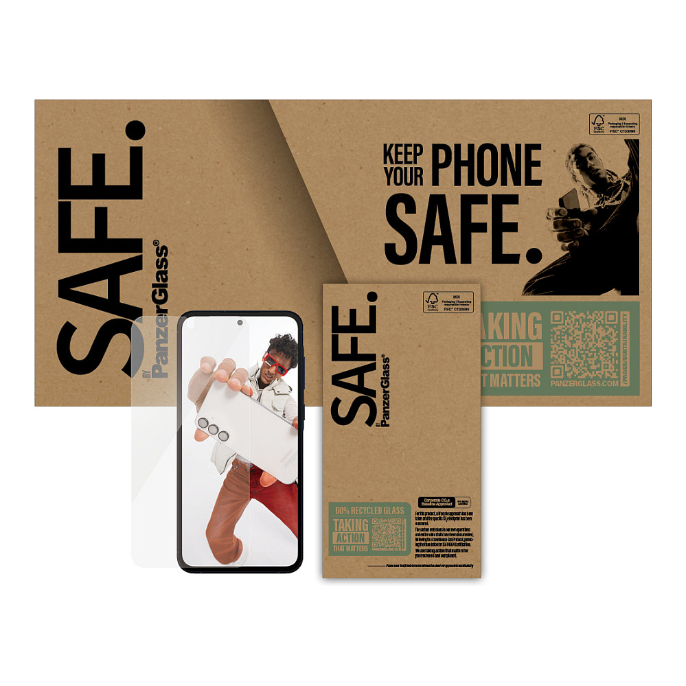 PanzerGlass SAFE. by ® Screen Protector Galaxy S24 FE | A36 5G | A56 5G | Ultra-Wide Fit | Bulk