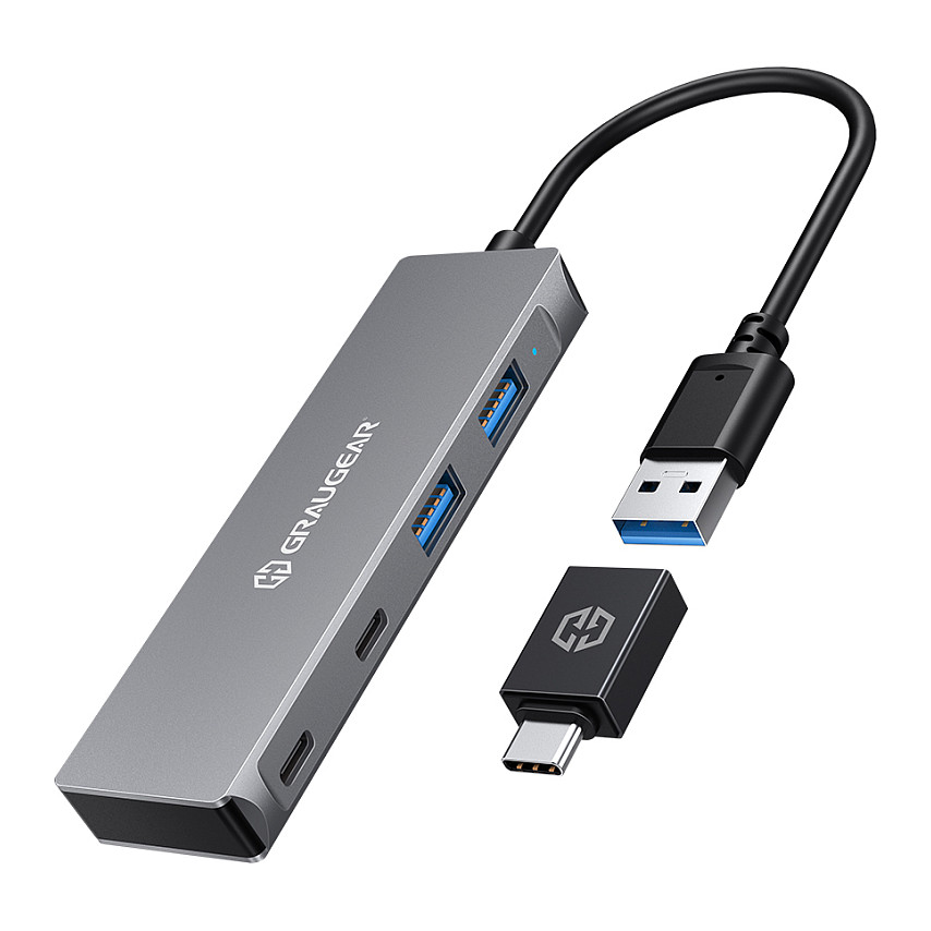 GRAUGEAR USB-HUB 4x USB 3.0. 2x Type-C und 2x Type-A retail