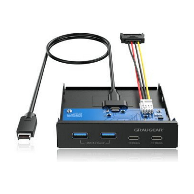 GRAUGEAR Multi Frontblende 4-Fach USB-HUB. 2x USB-C.2x USB-A retail