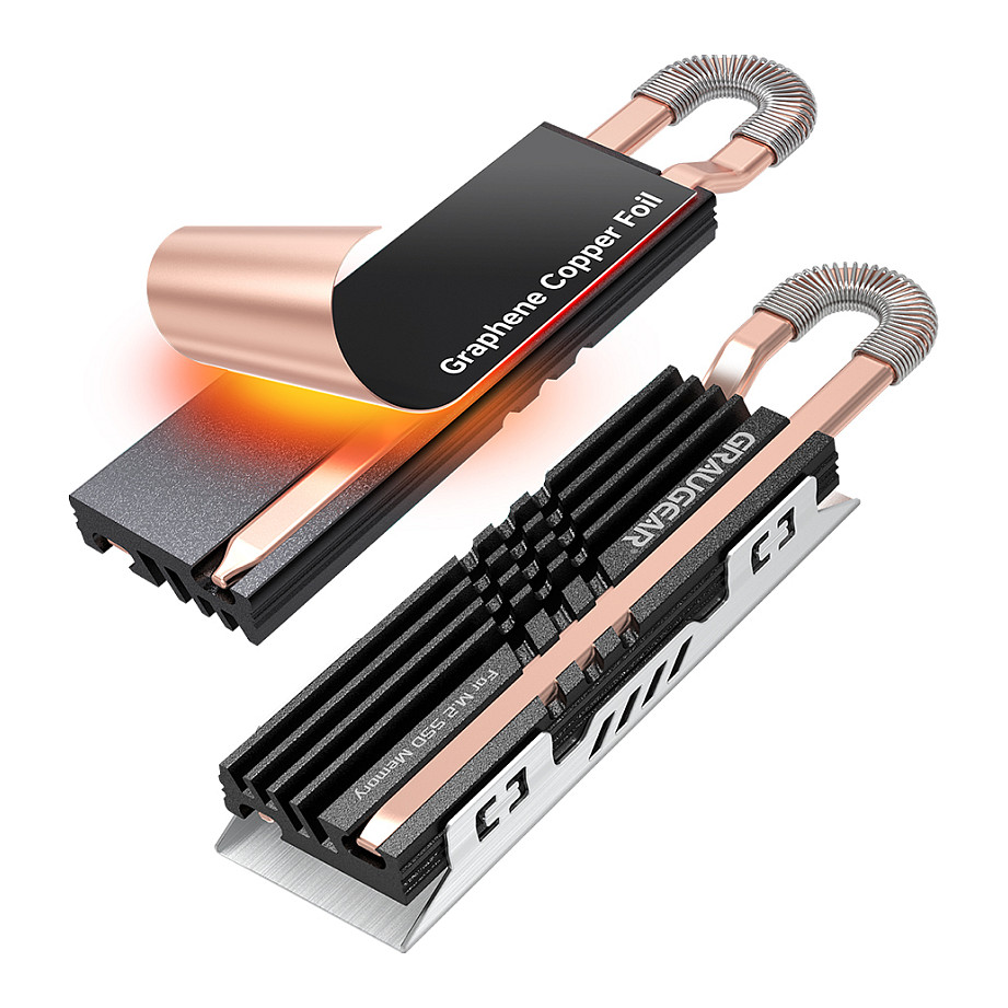 GRAUGEAR Heatpipe Kühlkörper SSD M.2 NVMe 2280 Graphen-Kupfe