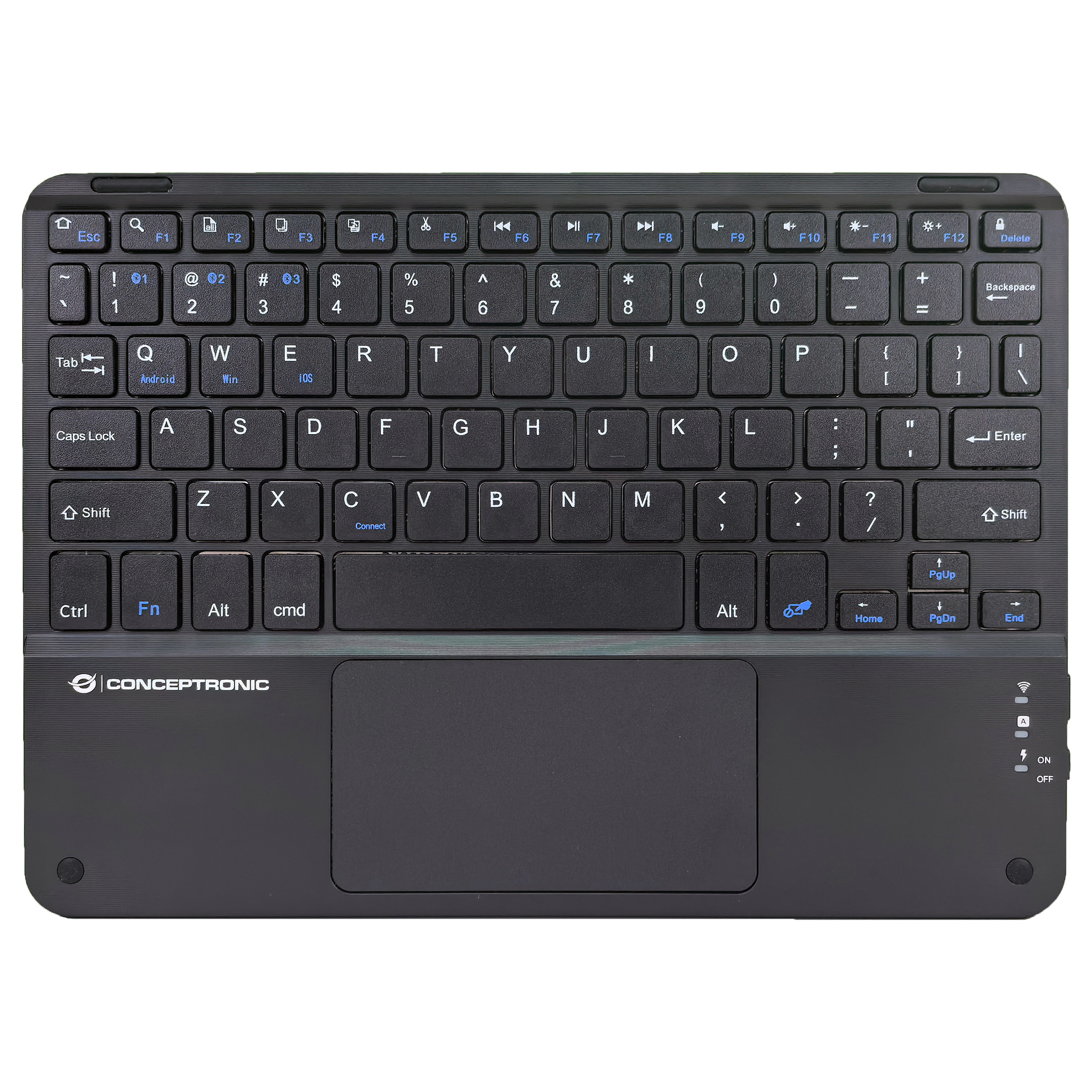 CONCEPTRONIC Wireless Tastatur, QWERTY-Layout US/EN 10" sw