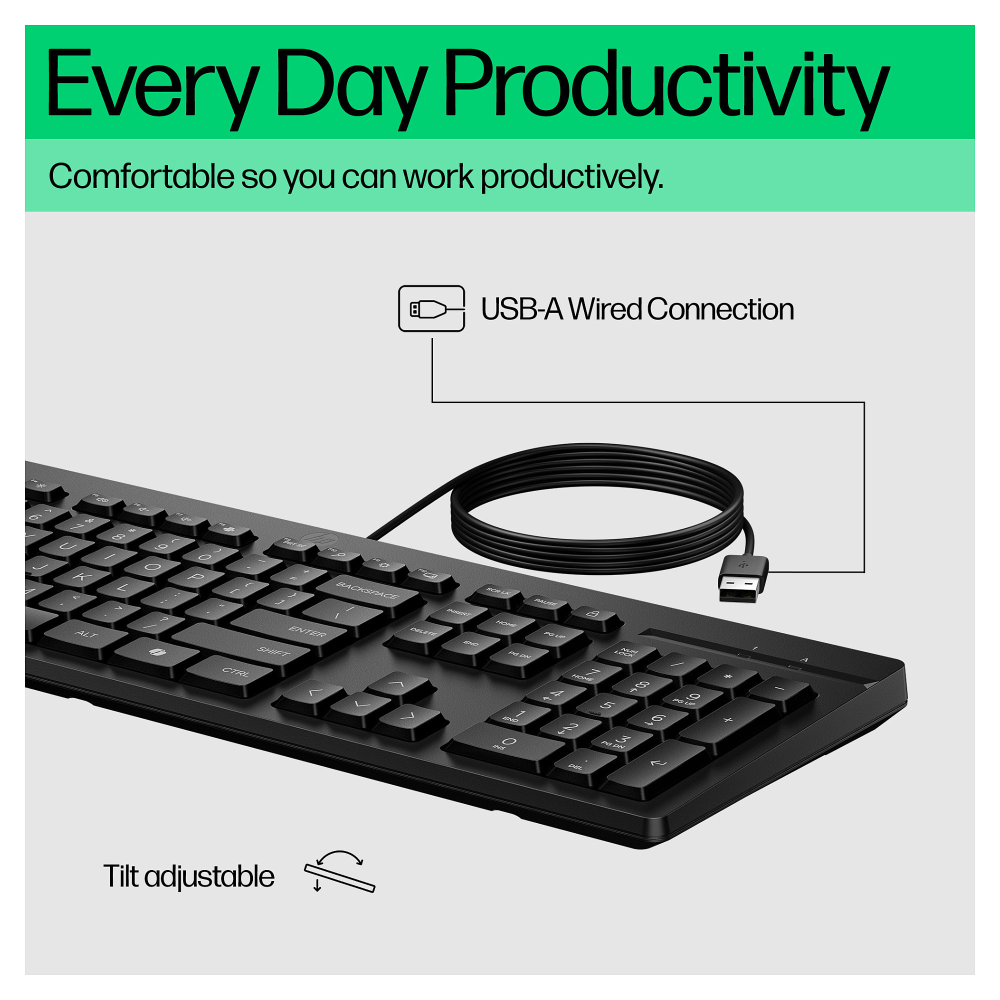 HP 125 G2 USB Wired Keyboard (NO)