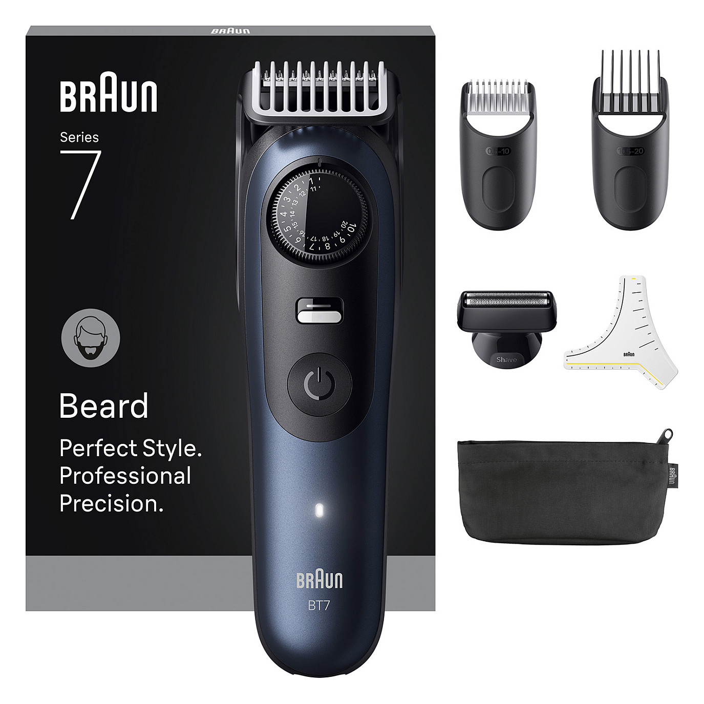 Braun Series 7 Beard Trimmer BT7520 244909 Akku/Netz deep blue metallic 6 Aufsät