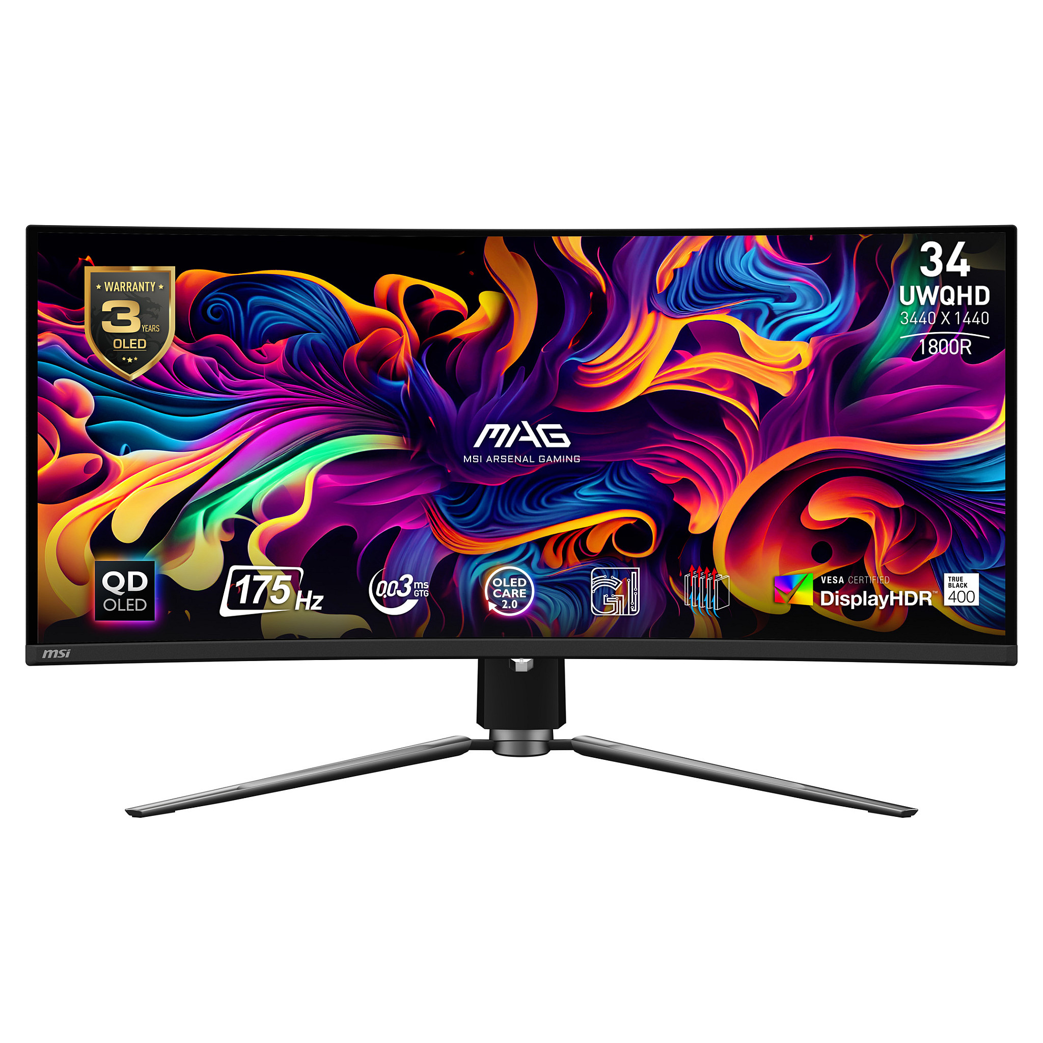 MSI Monitor MAG 341CQP QD-OLED QDOLED (9S6-3DD04T-001) (9S63DD04T001)