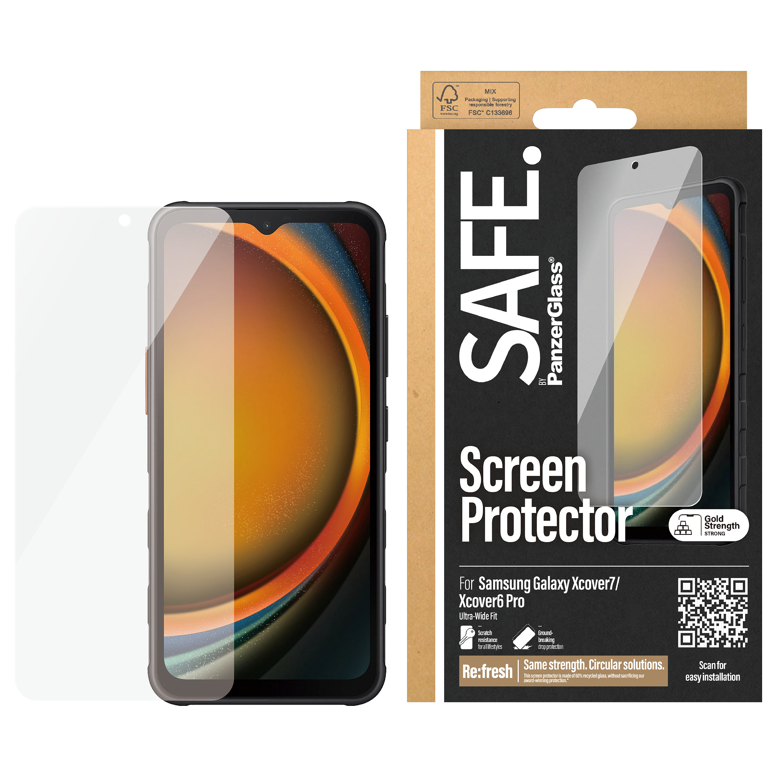 PanzerGlass SAFE. by ® Screen Protector Samsung Galaxy Xcover7 | Xcover6 Pro | Ultra-Wide Fit