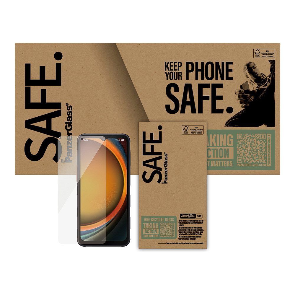 PanzerGlass SAFE. by ® Screen Protector Samsung Galaxy Xcover7 Pro | Xcover7 | Xcover6 Pro | Ultra-Wide Fit | Bulk