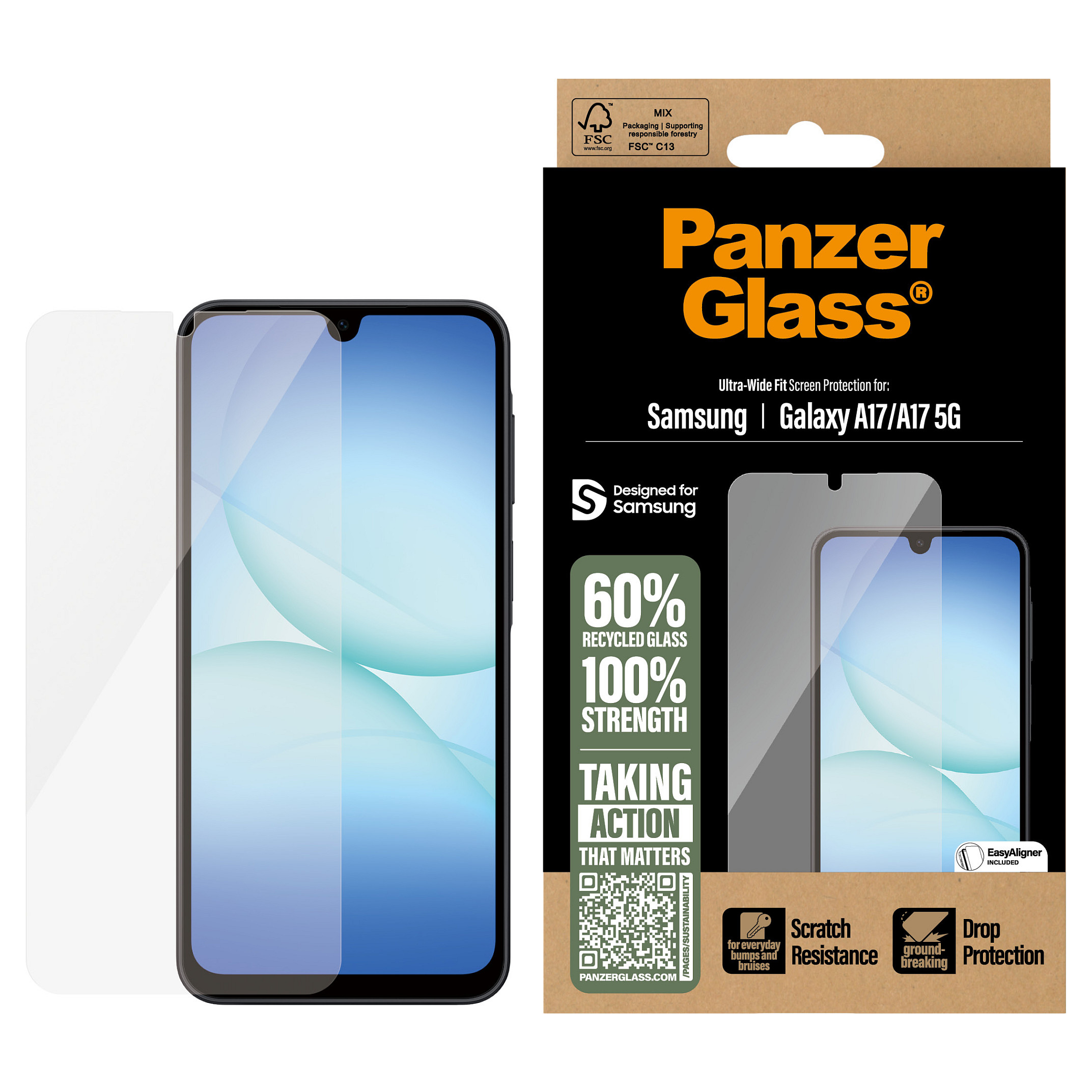 PanzerGlass ® Screen Protector Samsung Galaxy A17 | A17 5G | Ultra-Wide Fit w. EasyAligner