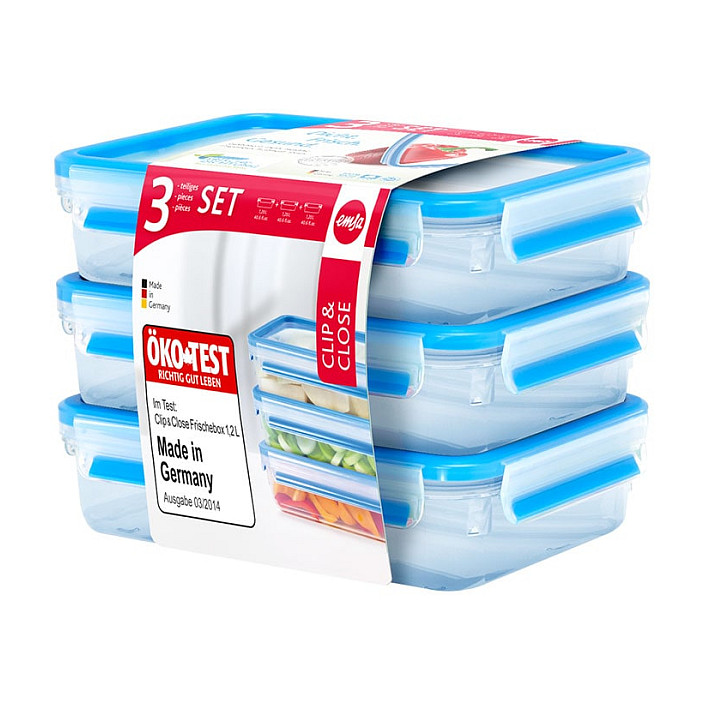 Emsa 515645 Food Clip & Close.Plastik. Transparent / Blau. 1.2 Liter.