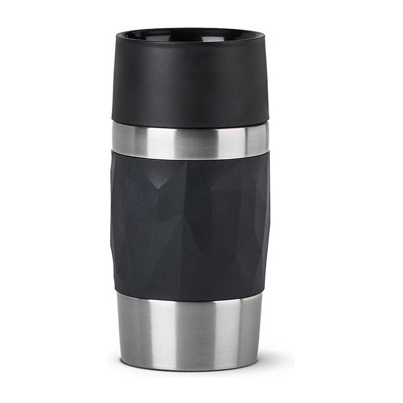 Emsa TRAVEL MUG Compact Thermobecher (schwarz/edelstahl, 0,3 Liter, Drehverschluss) Haushaltskleingeräte