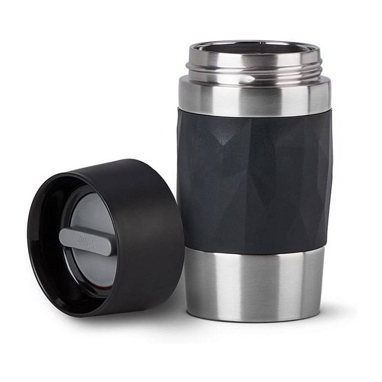 Emsa TRAVEL MUG Compact Thermobecher (schwarz/edelstahl, 0,3 Liter, Drehverschluss)