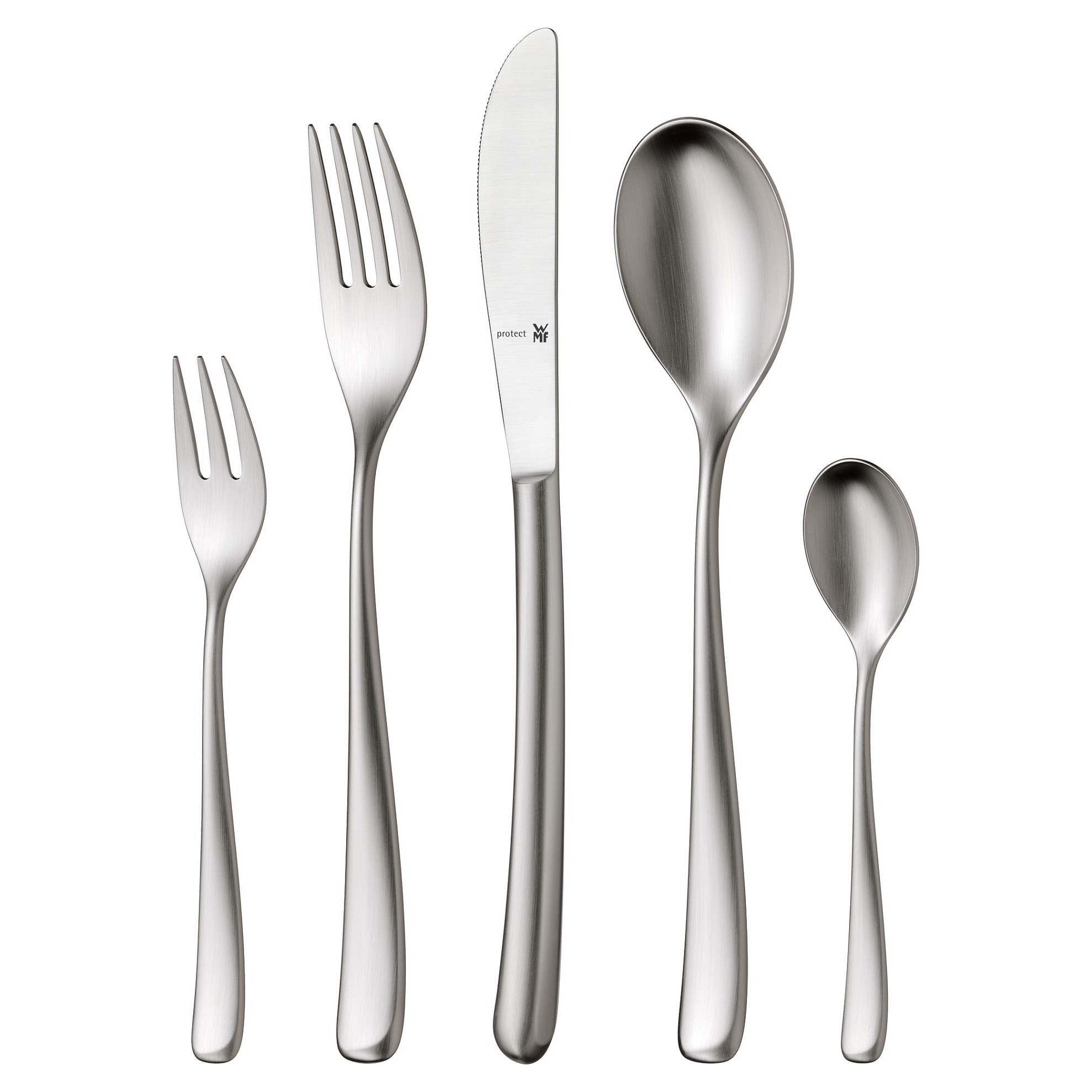 WMF Vision Besteck Set 12 Personen, 66 teilig, 60 Teile mit Servierbesteck, Hohlheftmesser, Cromargan protect mattiert, kratzbeständig, spülmaschinenfest