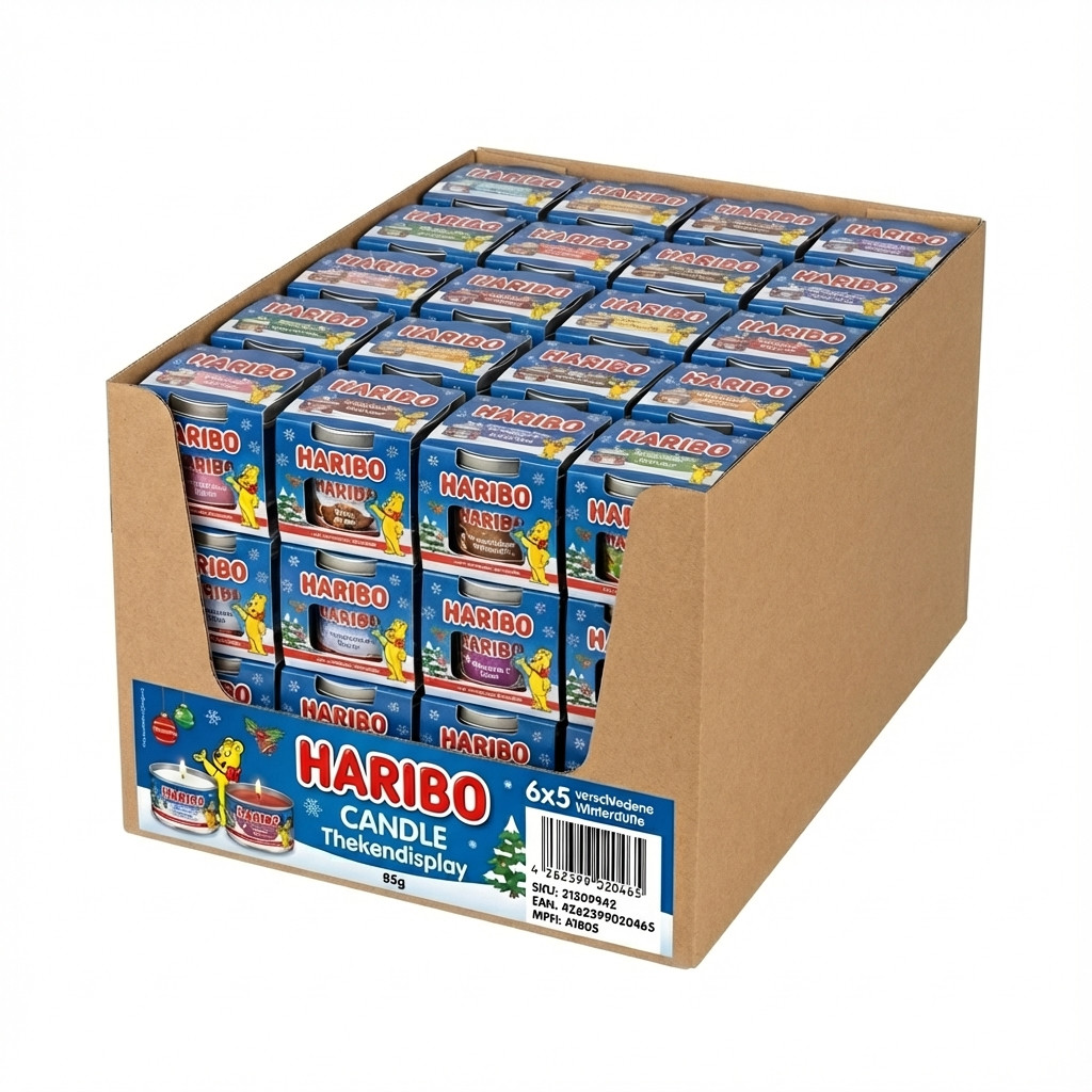 CANDLE Thekendisplay Haribo 85g 6x5 verschiedene Winterdüfte