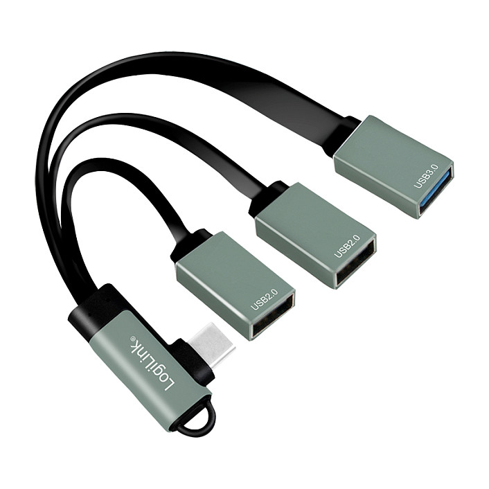 Logilink USB-HUB 3-Port,2xUSB2.0AF + 1xUSB3.0AF,gewink.Steck
