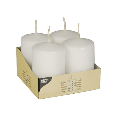 CANDLE PAPSTAR Stumpenkerzen 8 cm weiß