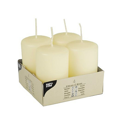 CANDLE PAPSTAR Stumpenkerzen 8 cm elfenbein