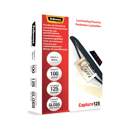Fellowes Laminierfolie Capture 54x86 125Mikron glänzend 100P