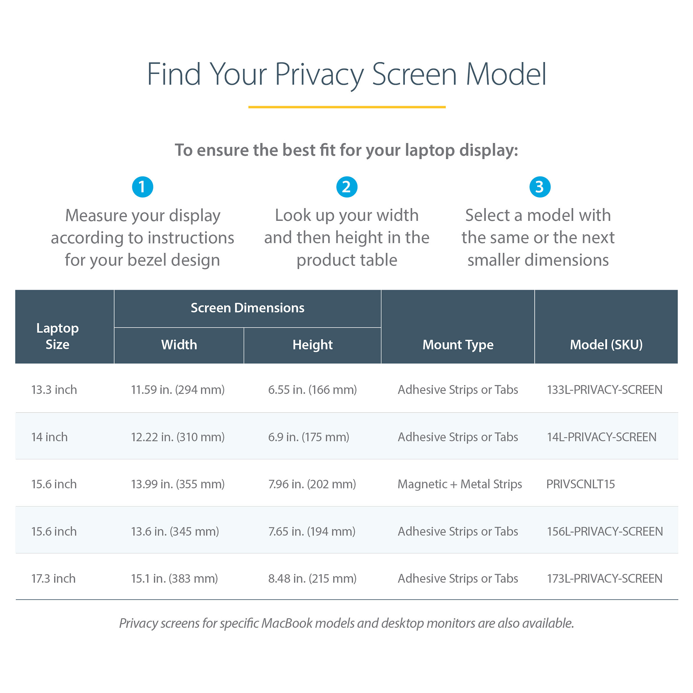 StarTech.com 133L-PRIVACY-SCREEN display privacy filter