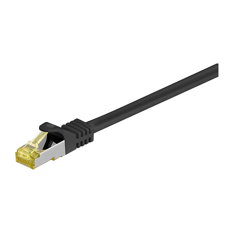 Goobay 5m RJ45 Patchkabel CAT 6A S/FTP (PiMF), 500 MHz, mit CAT 7 Rohkabel, schwarz LSZH halogenfrei, Kupfer
