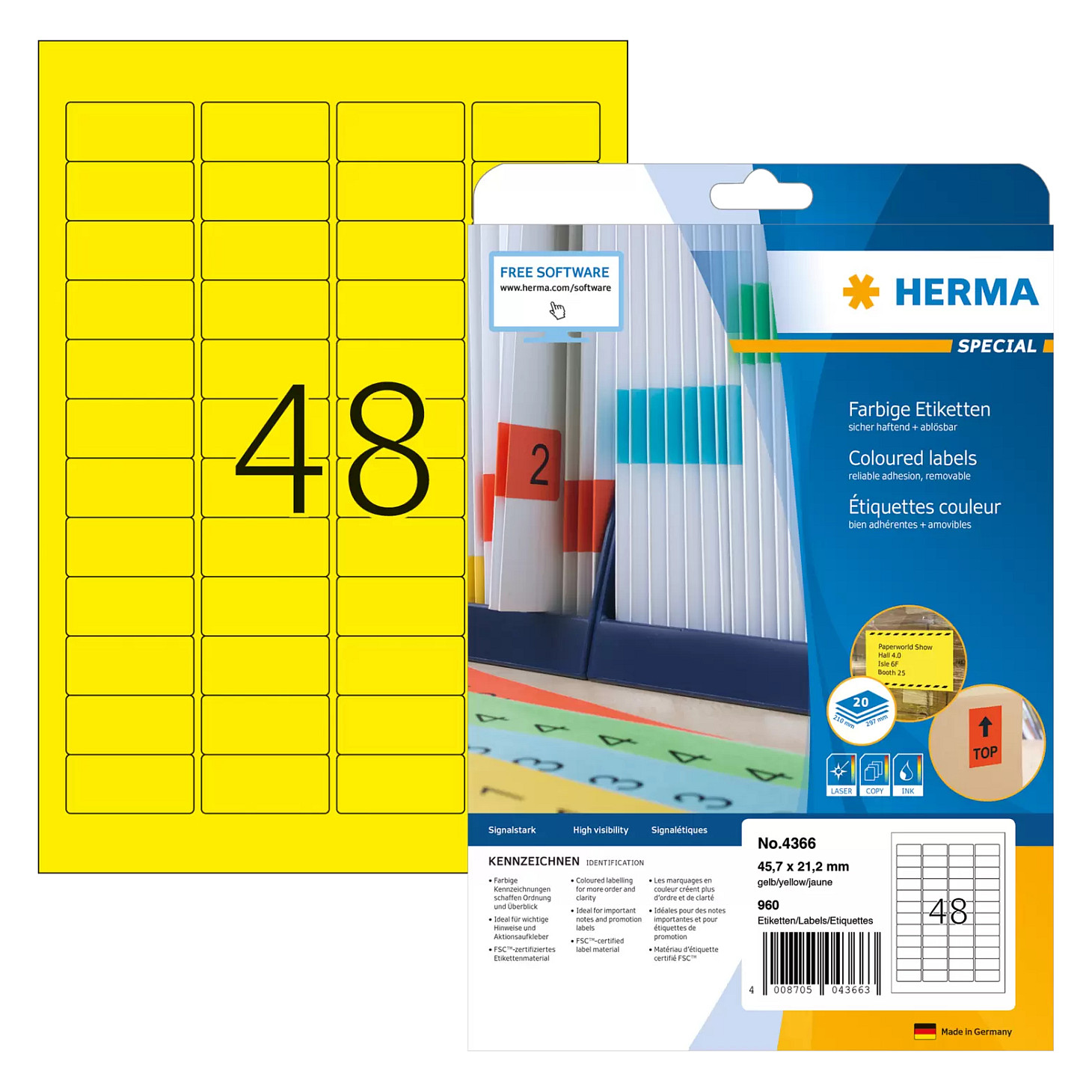 HERMA Universal-Etiketten SPECIAL, 45,7 x 21,2 mm, gelb