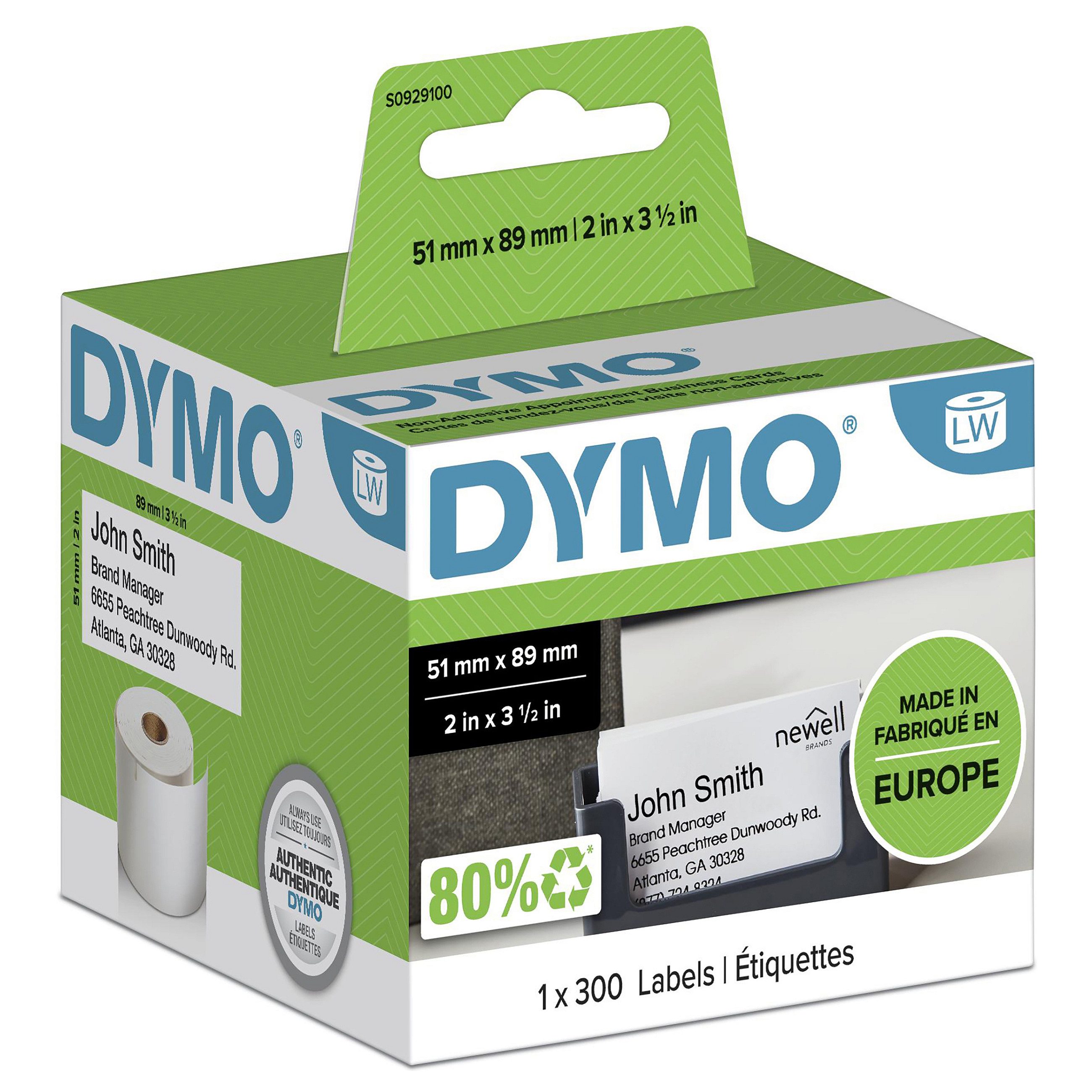 Dymo LabelWriter ORIGINAL Terminvereinbarungsetiketten 51x89mm, 1 Rolle mit 300 Etiketten (wei, nicht klebend, S0929100)