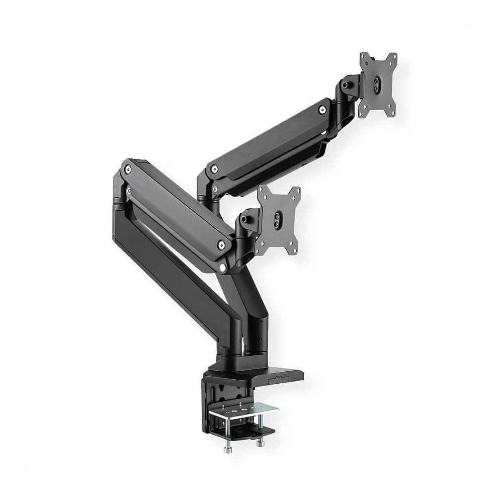 ROLINE LCD-Doppelarm, Tischmontage, Gasfeder, je 5 Gelenke, bis 35 Zoll, bis 2x 15 kg