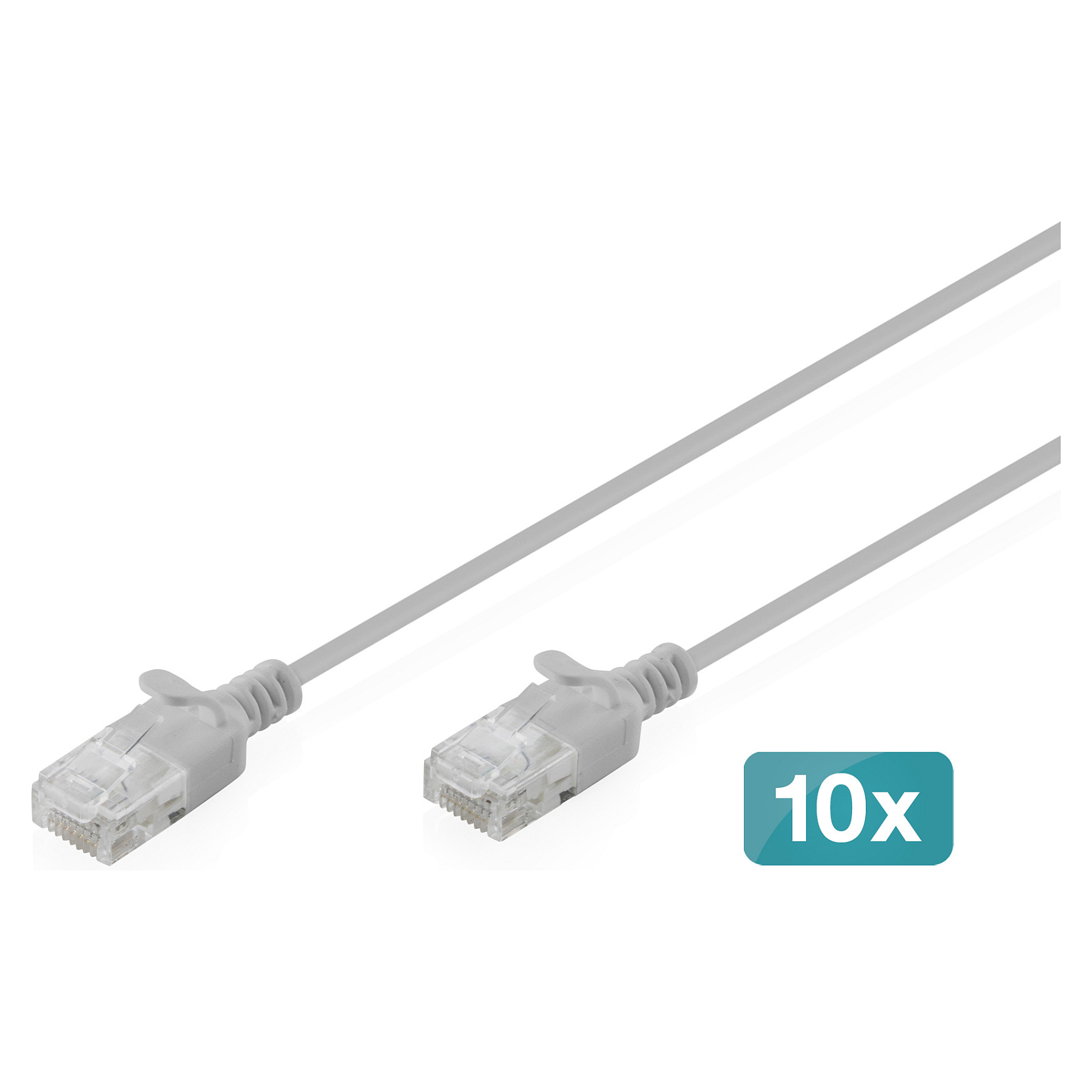 CAT 6 U-UTP Slim Patchkabel, 0,3 m, Grau, 10 Stück