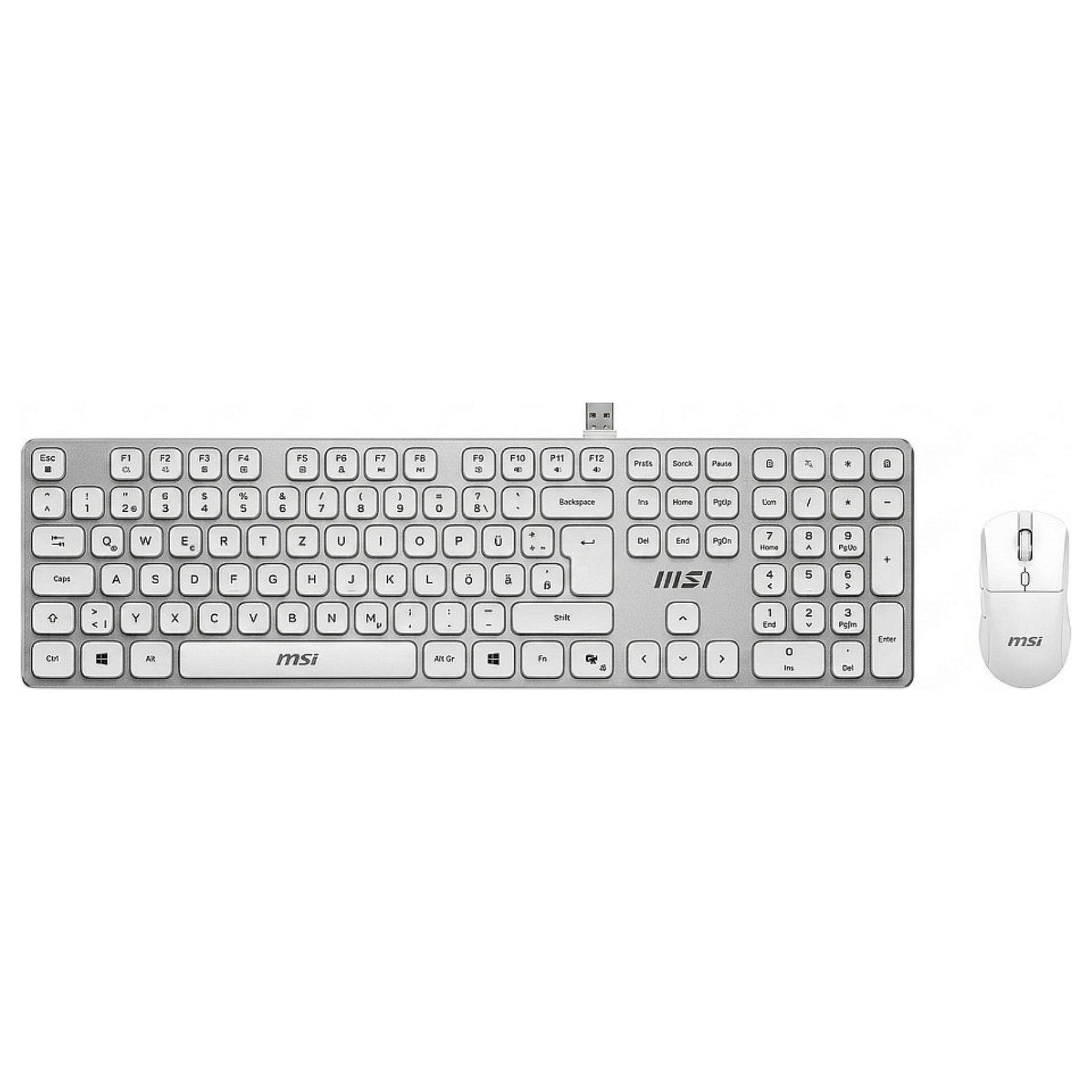 MSI FORGE K210 Combo White DE Keyboard-Maus Combo, wireless