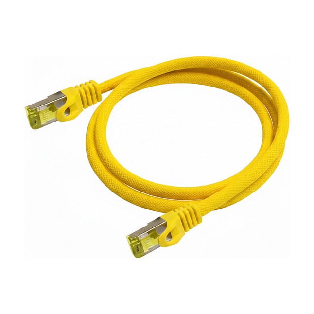 Python Patchkabel m. Cat.7 Rohkabel Nylongefl. gelb 2m Netzwerk