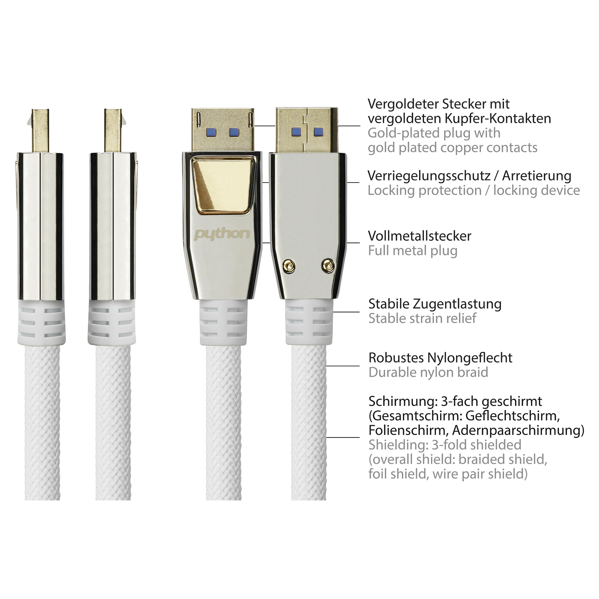 Alcasa DP20-PY020W HDMI cable