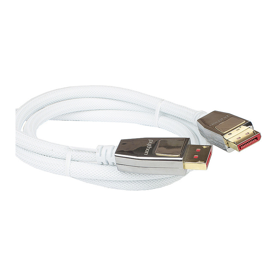 Python DisplayPort 1.4 Kabel Nylongeflecht weiß 5m