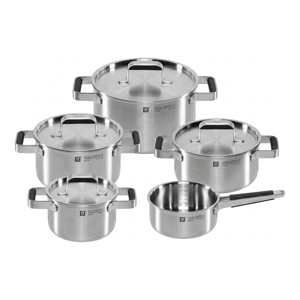 Pure Kochgeschirrset 5-tlg. 18/10 Edelstahl silber