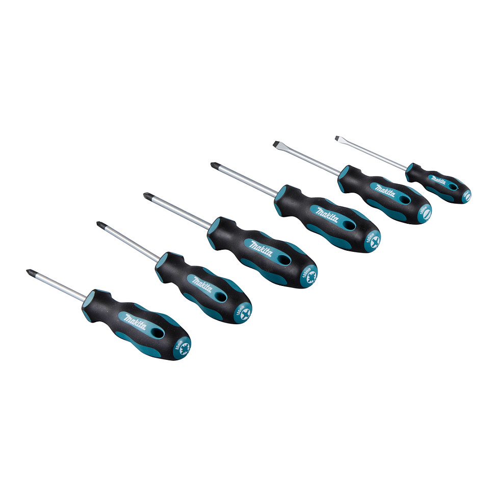 Schraubendreher-Set E-10528, 6-teilig (schwarz/blau, Ergonomisch, gummierter Handgriff) Werkzeuge