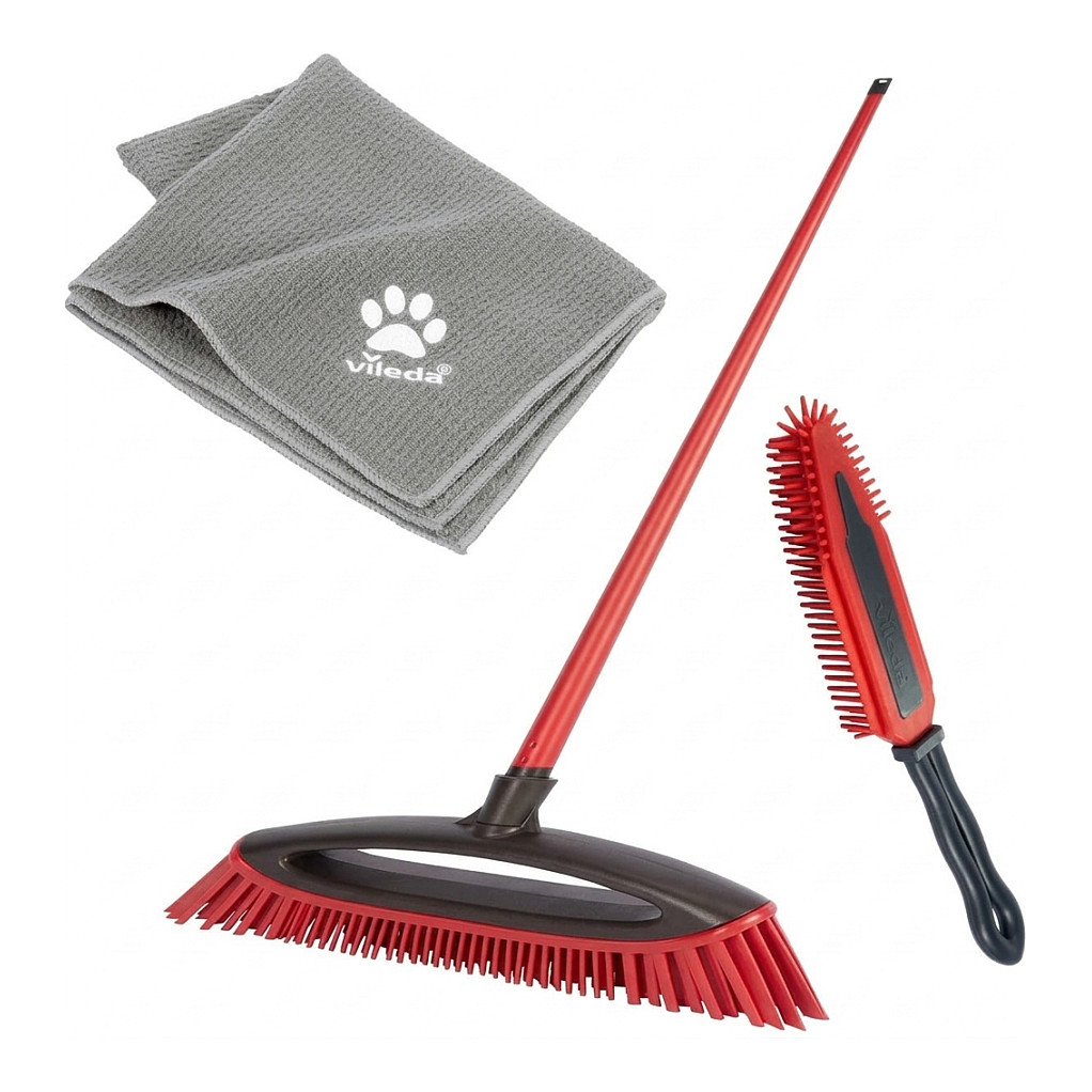 Pet Pro ALWAYS CLEAN Besenbox, 3-teiliges Set (rot, ALWAYS CLEAN Besen + Pet Pro Elektrostatische Brste + Pet Pro Microfaser-Handtuch XL)