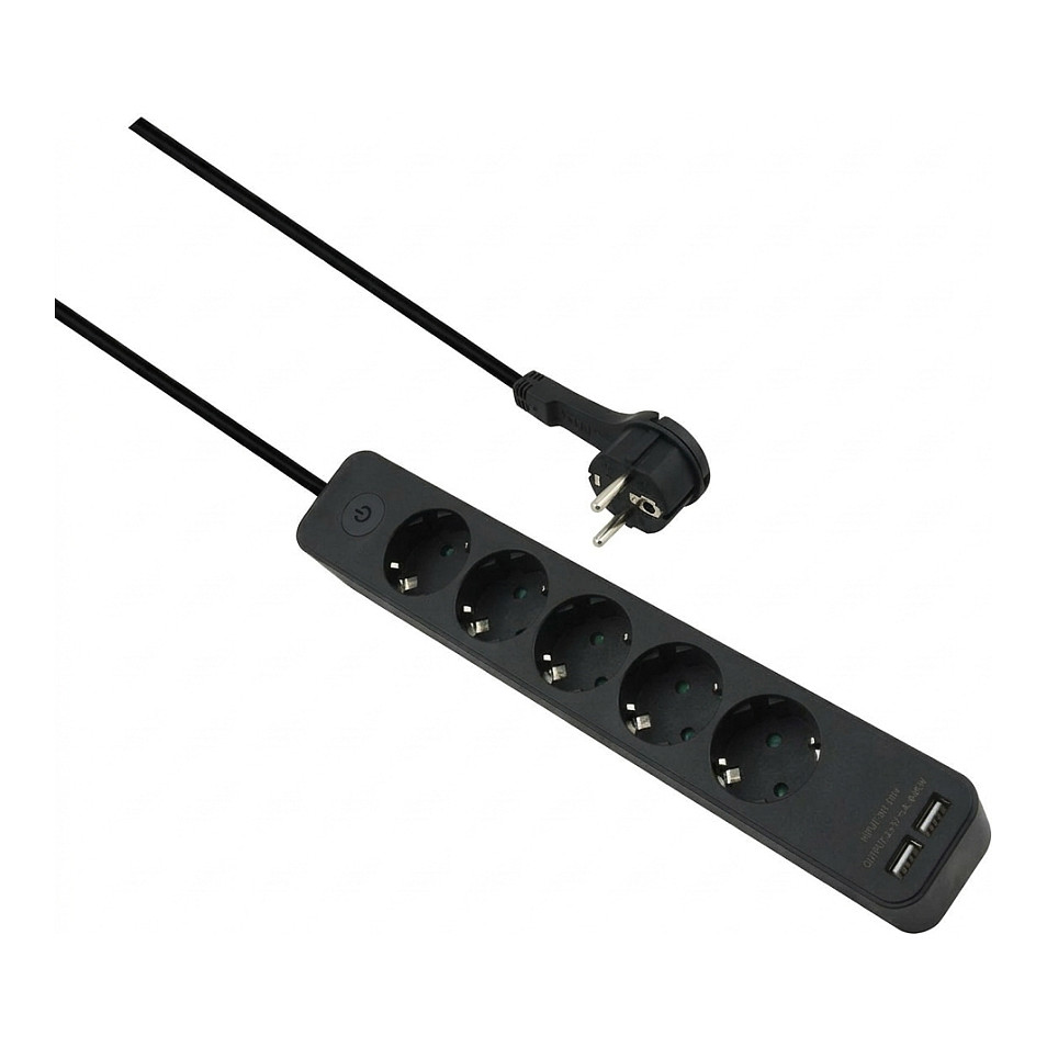 helos Steckdosenleiste ADVANCED, 5-fach, USB-Charger schwarz, 1,5m, mit Schalter Elektroinstallation