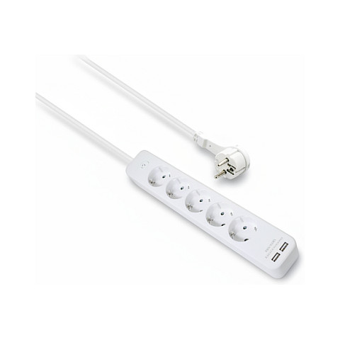 helos Steckdosenleiste ADVANCED, 5-fach, USB-Charger wei, 1,5m, mit Schalter Elektroinstallation