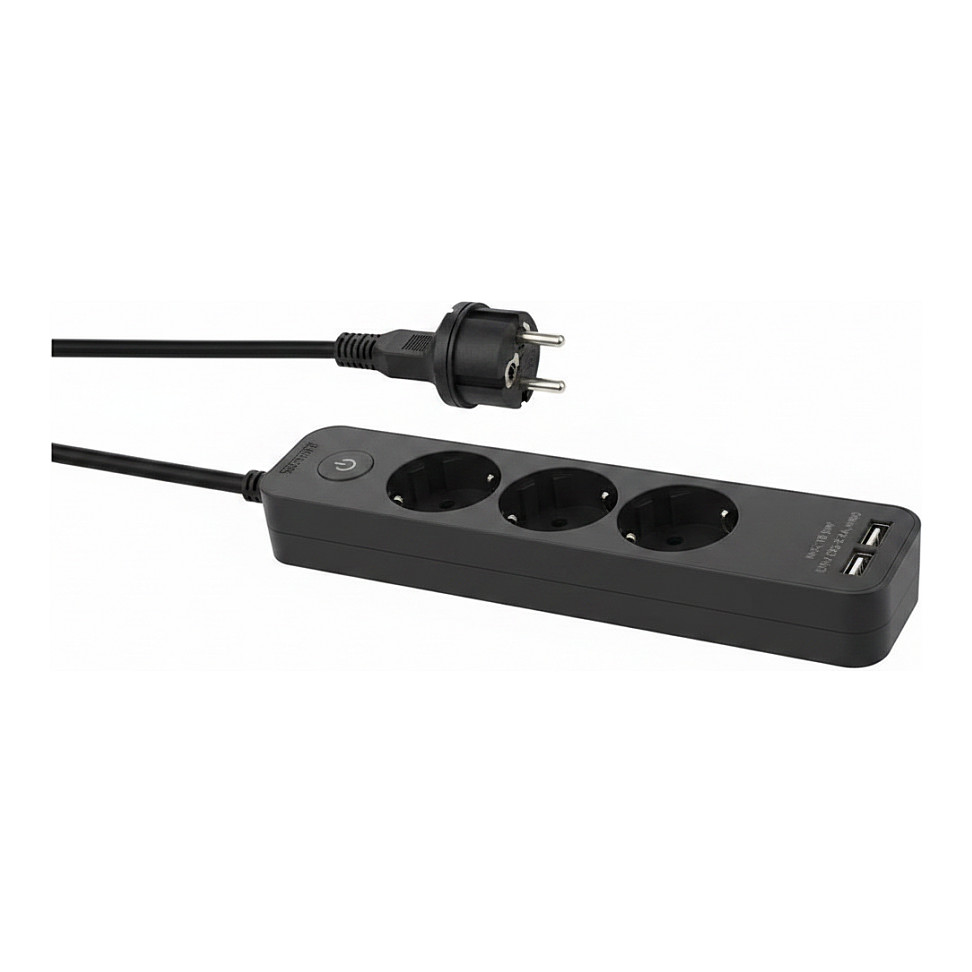 helos Steckdosenleiste ADVANCED, 3-fach, USB-Charger schwarz, 1,5m, mit Schalter Elektroinstallation