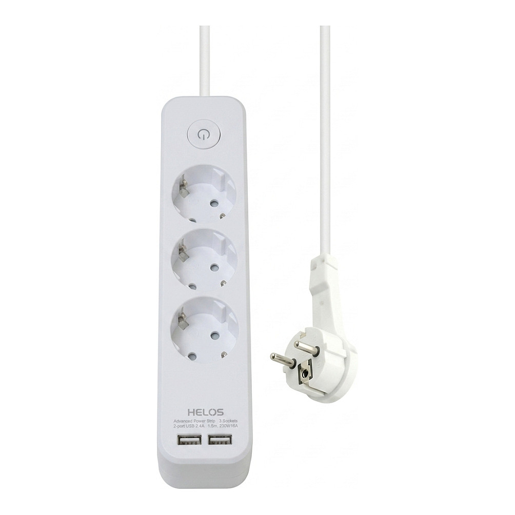 helos Steckdosenleiste ADVANCED, 3-fach, USB-Charger wei, 1,5m, mit Schalter Elektroinstallation