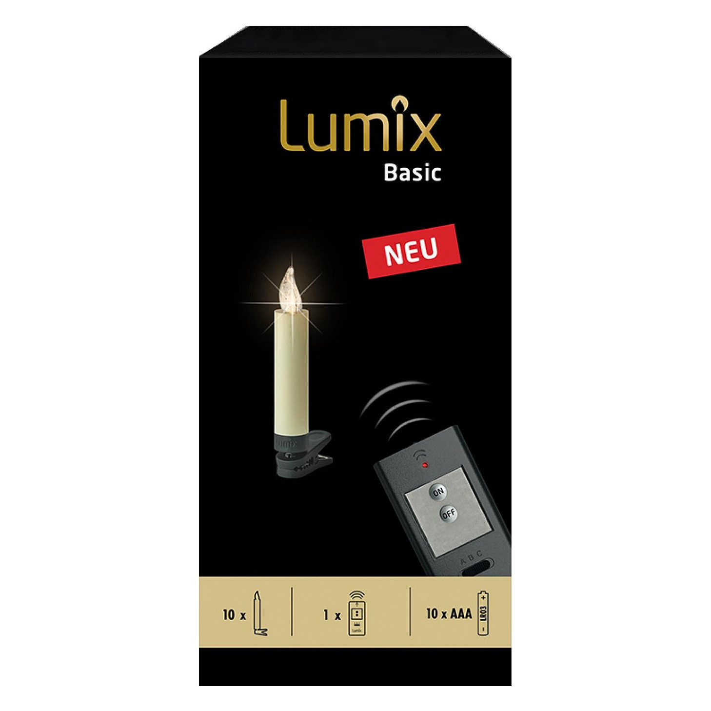 Lumix Basic Christbaumkerzen 10er-Set mit Fernbedienung Warmweiß