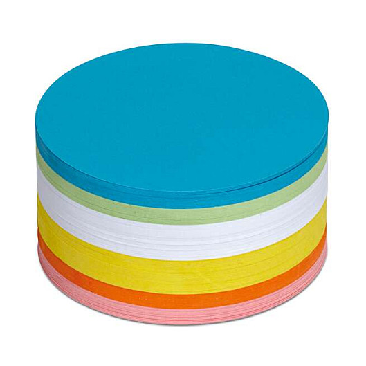 Moderationskarten Ã˜ 9,5 cm blau, grün, rot, orange, gelb, weiß
