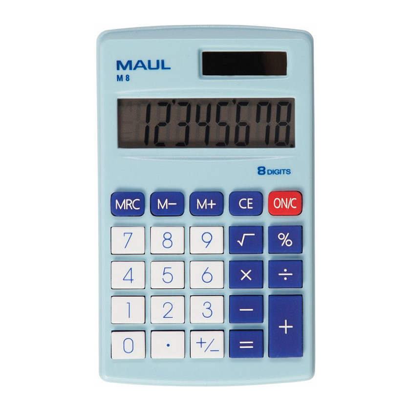 Maul M 8 Taschenrechner Hellblau Display (Stellen): 8 batteriebetrieben, solarbetrieben