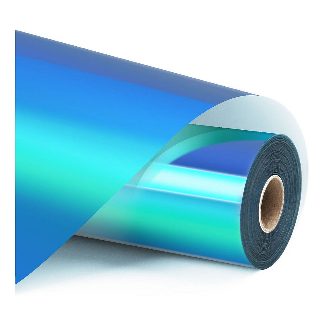 LOKLiK Permanent haftende Vinylfolie Holographisch - Wasserblau - 30,5 x 90 cm