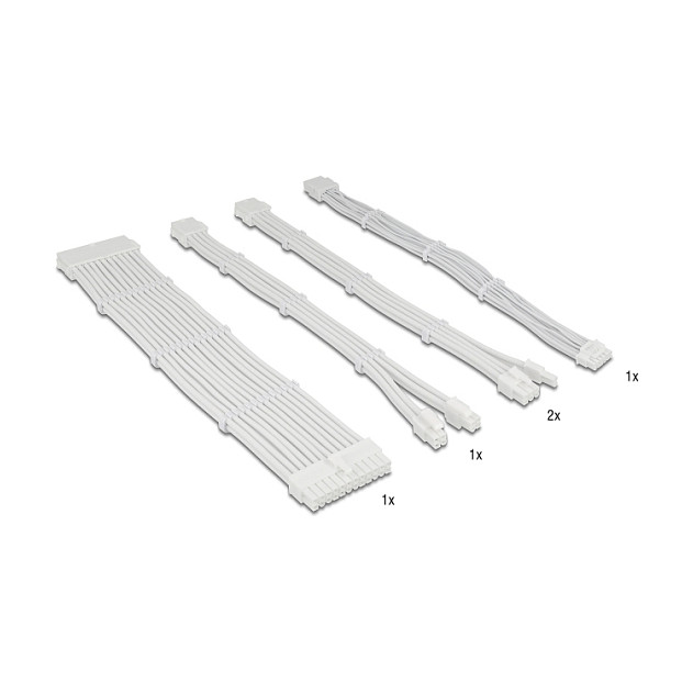 Delock PSU Verlängerungskabel Set 30 cm 5-teilig Sleeved mit Kabelkämmen