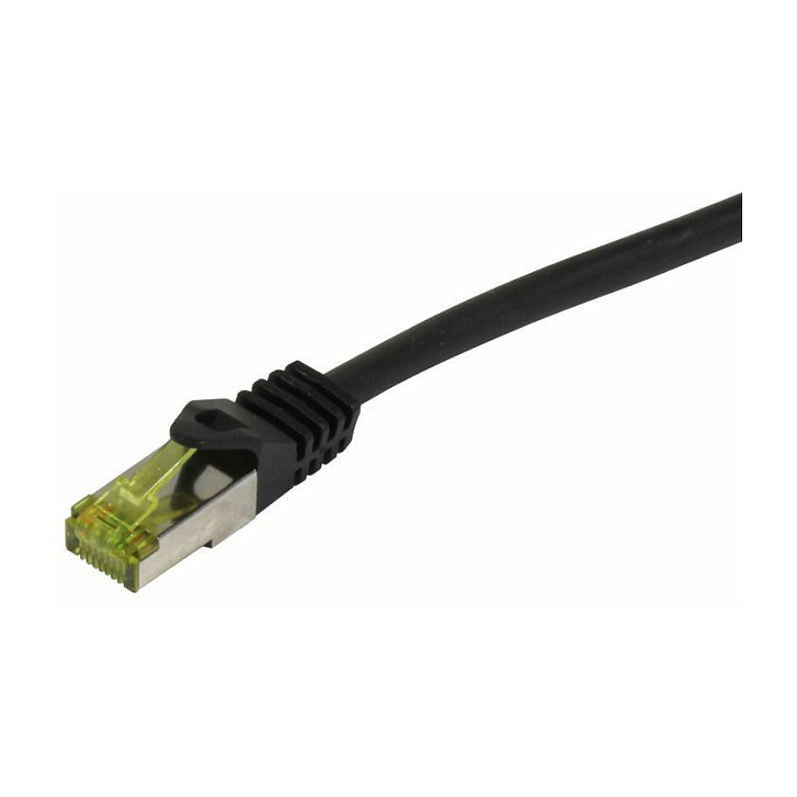 Synergy21 Patchkabel RJ45, CAT6A 500Mhz, 0,25m, schwarz, S-STP(S/FTP), PUR Indoor/Outdoor/Indu (UV/Water/oil/-resistant), AWG26, mit CAT7 Rohkabel