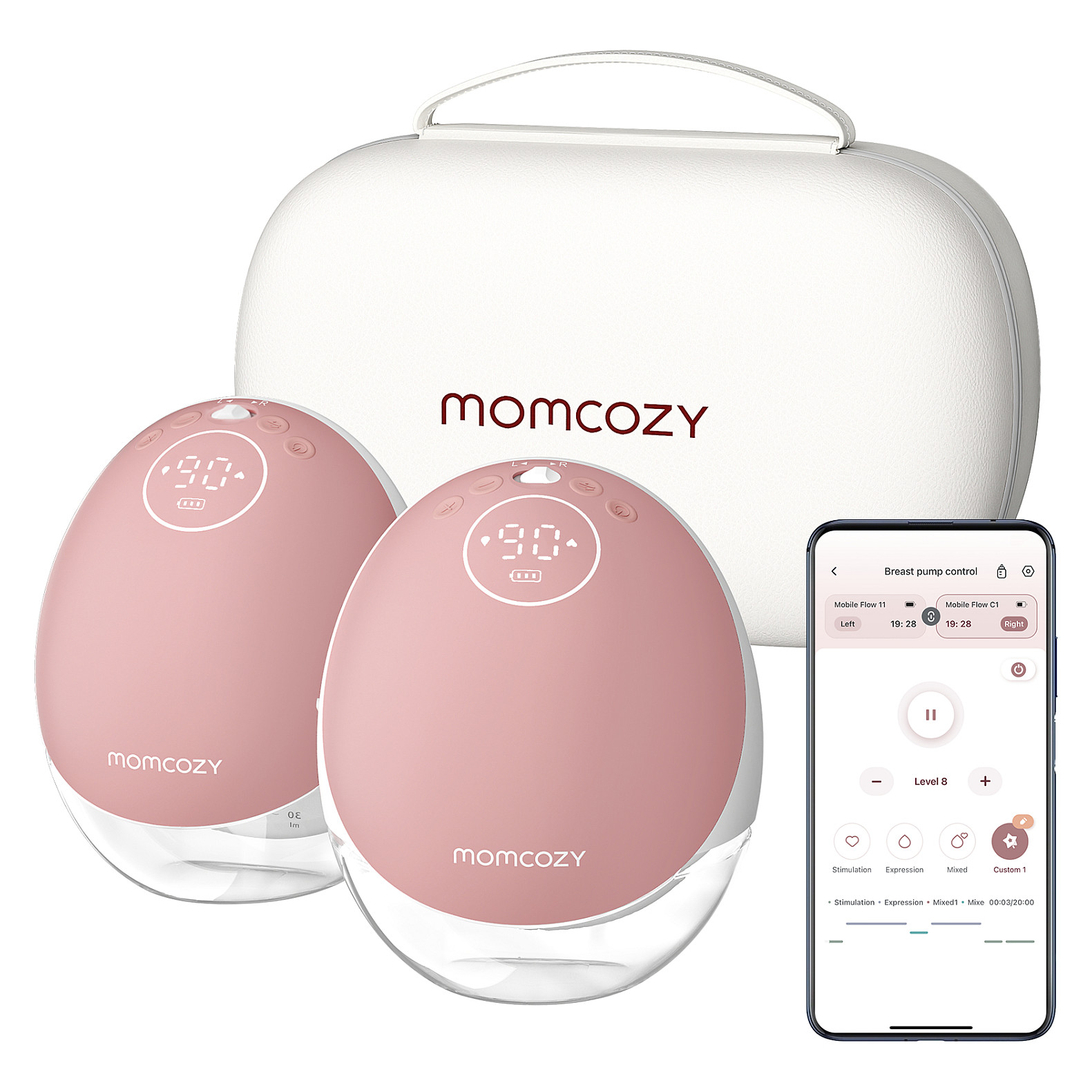 Momcozy M9 Mobile Milchpumpe, Doppel, mit Akku, Aufbewahrungsbox