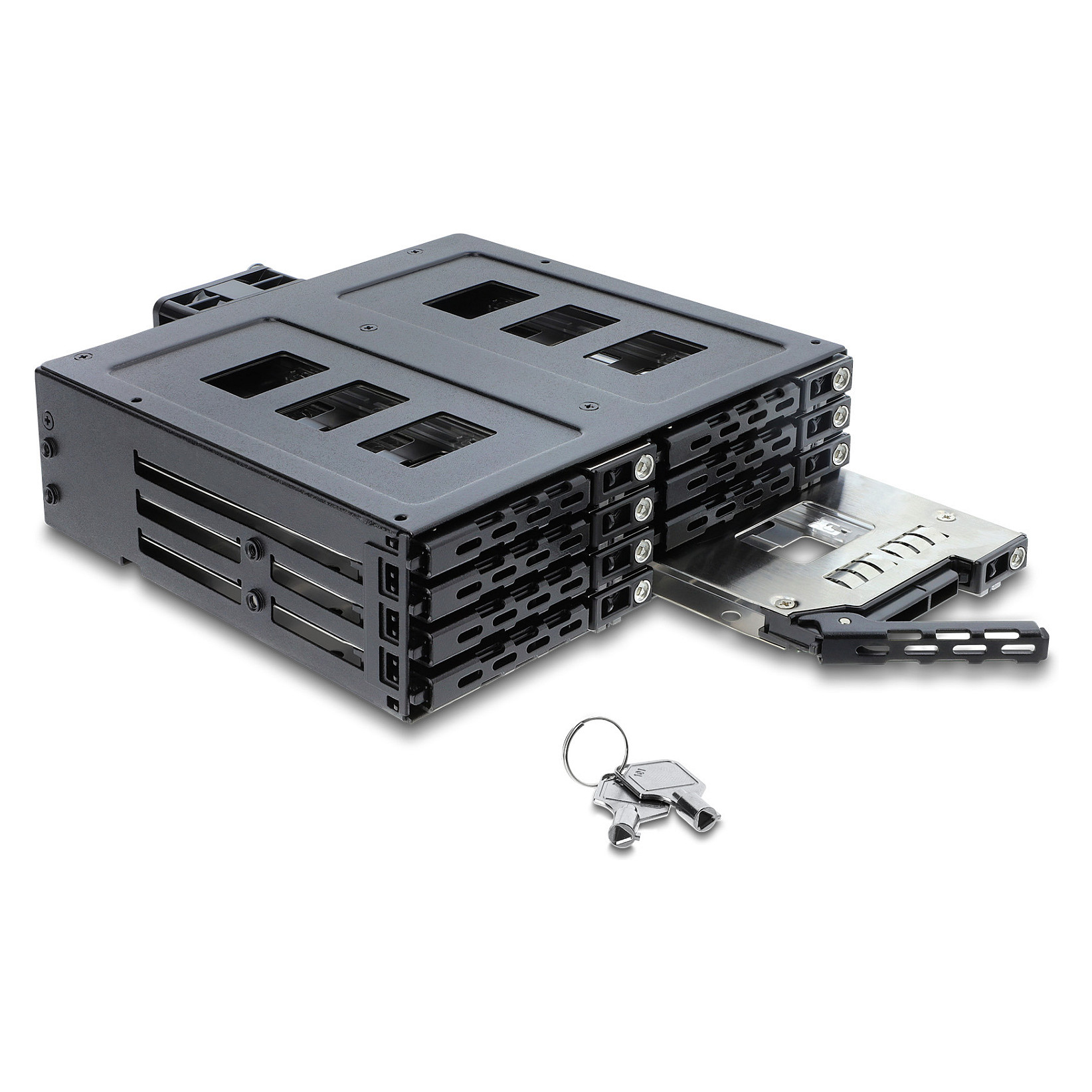 5.25"" Wechselrahmen für 8 x 2.5"" SATA oder SAS HDD / SSD mit Schloss