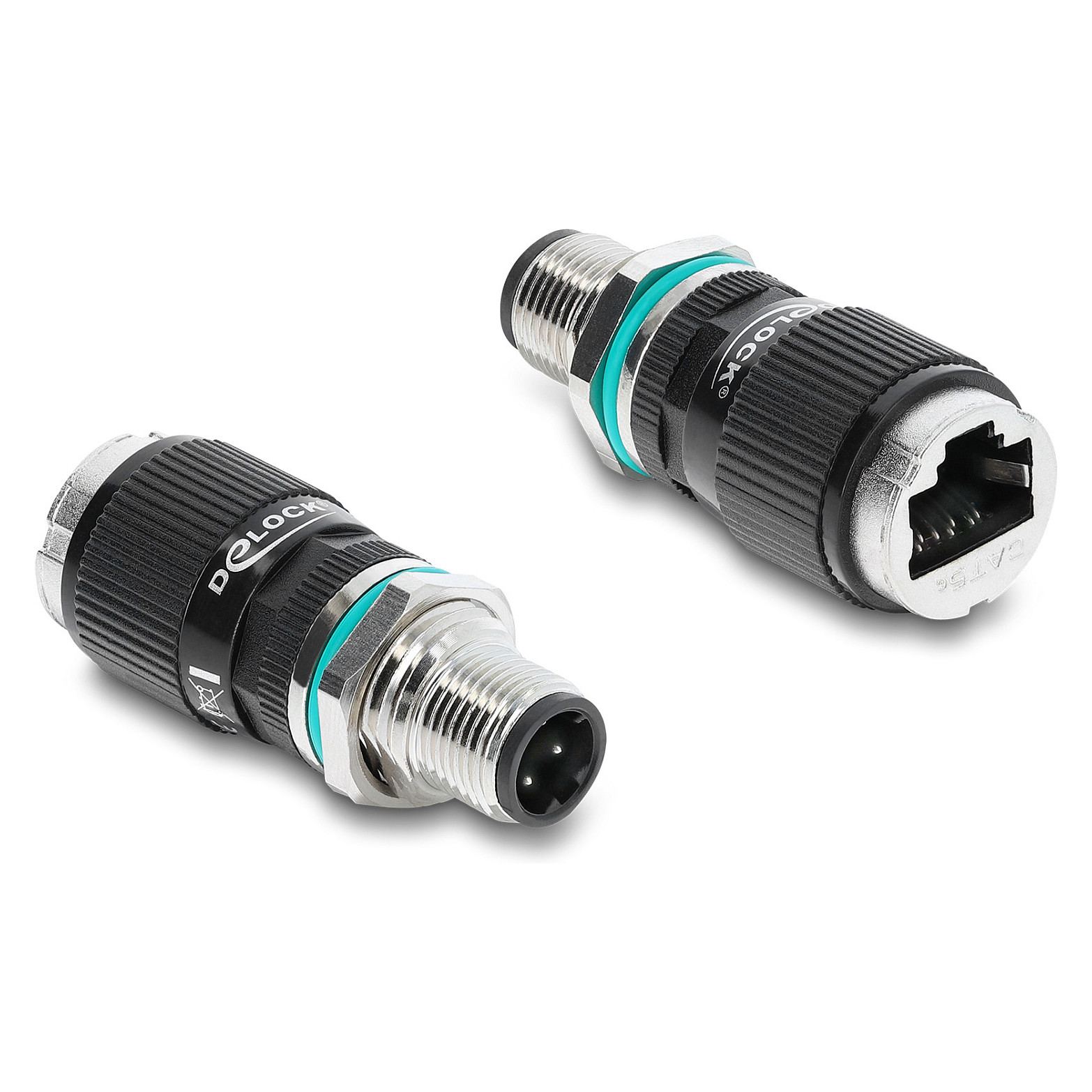 M12 Adapter D-kodiert 4 Pin Stecker zu RJ45 Buchse zum Einbau rund gerade